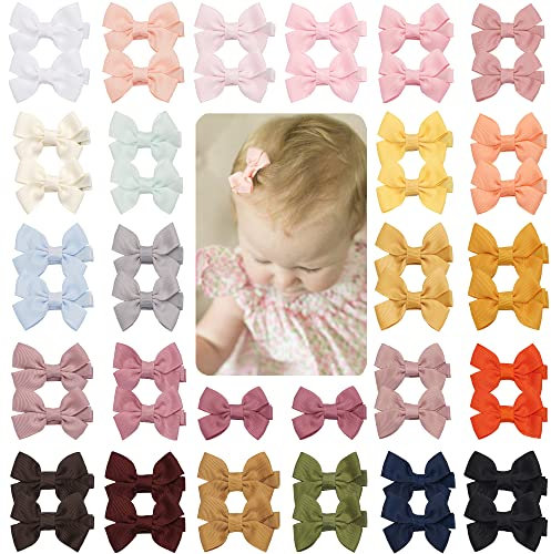 JOYOYO 50 Pezzi Mollette Capelli Neonata Piccolo 5 cm Fermagli per Capelli per Bambini, Colori Pastello Fiocchi Capelli per Bambina