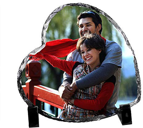 YJZQ Schieferplatte mit Foto Schiefertafel mit Ständer Personalisierte Foto auf Schiefer Benutzerdefinierte Bilderrahmen mit Individuellem Fotodruck für Geburtstaggeschenk Weihnachtengeschenk