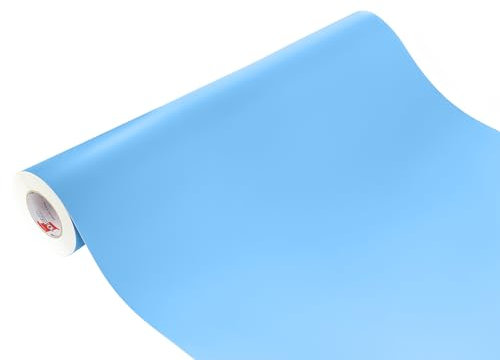 DecoMeister Klebefolie Deko-Folie Selbstklebefolie Selbstklebende Möbelfolie Einfarbige Folie für Interior Exterior Einheitliche Farbe 100x100 cm nach Maß Hellblau Blass-Blau Matt