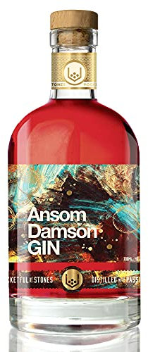 Pocketful Of Stones Ansom Damson Cornish Gin - Handcrafted Small Batch, Flavoured Gin Infused with Orange, Cinnamon & Nutmeg. 25% ABV, 70cl