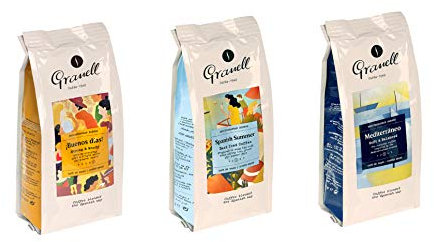 Granell Cafés · 1940 - Pack Mediterranean Blends | Café en Grano 100% Arabica Mediterráneo, Spanish Summer y Buenos Días | 3 Paquetes x 200 Gramos (Pack de 3)