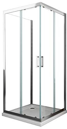 Cabine de douche de 6 millimètres trois faces H.190 avec un mur fixe lateral et deux portes coulissantes (75 fixe X 75X75 coulissantes)