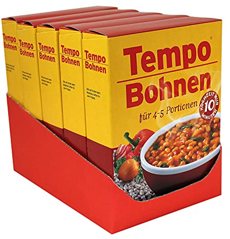 5er Pack Tempo Bohnen 5 x 225 g für 4-5 Portionen 10 Minuten Kochzeit weiße Bohnen Bohnengericht