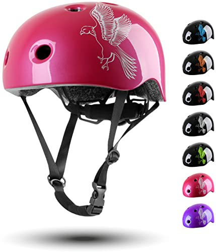 Prometheus Casque de vélo pour Enfants 3 à 6 Ans garçons et Filles Taille XS 48-52 cm avec Anneau Rotatif Casque de Sécurité pour Skateboard Roller Skating Scooter Protection - (Rose)