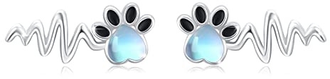 Pfoten Ohrstecker 925 Sterling Silber Hundepfote Ohrstecker Paw Print Ohrringe Tier Ohrringe Hypoallergene Geschenk Weihnachten Geburtstag Schmuck für Damen Mädchen