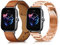 MiRowy 2 Stück 20mm Armband für Amazfit Active 2/Active/GTS 4/GTS 4 Mini/GTS 3/GTS 2 Mini/GTS 2, Metall+Leder Ersatzarmband für Amazfit GTR Mini/GTR 42mm/Bip 3/Bip 3 Pro/Bip/Bip S - Braun+Rotgold