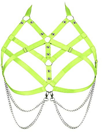 BBOHSS Damen Body Harness BH Übergröße Hohl Punk BH Gothic Karneval Halloween Weihnachtsfeier Kostüm