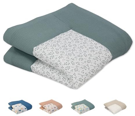 ULLENBOOM ® Baby Krabbeldecke 120x120 cm gepolstert - Floral-Grün (Made in EU) - Krabbeldecke für Baby mit 100% OEKO TEX Baumwolle, ideal als Babydecke & Spieldecke