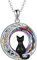 POPLYKE Schwarze Katze Kette für Frauen Mädchen Sterlingsilber Keltischer Mond Rot Kristall Anhänger (Kristall 2)