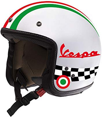 Adesivi per Casco Kit VESPA - Nero Rosso Blu Giallo Arancione Bianco - Strisce Italia Cerchio Bandiera Scacchi Helmet VINILE LUCIDO HD (Rosso)