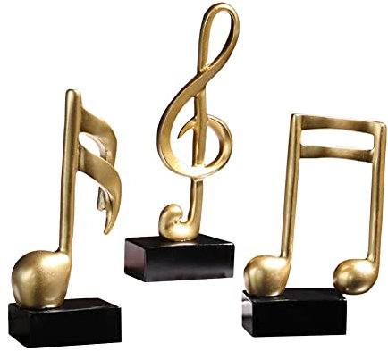 Katutude 3 Stücke Musikskulptur, Musik Note Moderne Skulptur Deko, Musik Notenschlüssel, Musik-Dekor, Musik Ornamente Dekoration Tischdeko für Wohnzimmer/Kinderzimmer/Büro