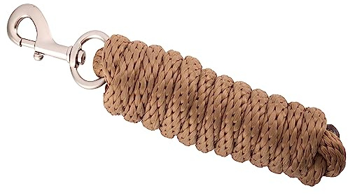 Merauno® Horse Guide Rope – Tie Down Rope in Various Stylish Designs – Guide Strap – Mooring Rope for Pony, Donkey, Goat, Long Rope with Carabiner (Khaki, Carabiner)