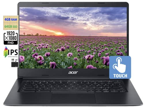 Acer Chromebook insignia 2023 14 pulgadas FHD 1080p IPS pantalla táctil portátil con luz, Intel Celeron N4020 (hasta 2.6 GHz, 4 GB de RAM, 64 GB eMMC, cámara web HD, WiFi 5, batería de más de 12