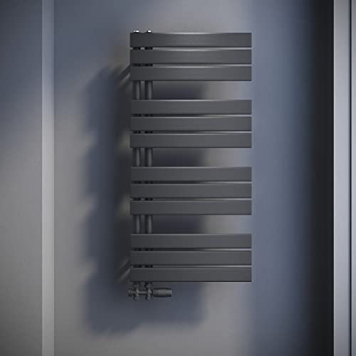 SONNI Badheizkörper Flach Handtuchtrockner 1038 x 500 mm Anthrazit Handtuchwärmer mit Multiblock Seitenanschluss Panel Handtuchheizkörper 978W