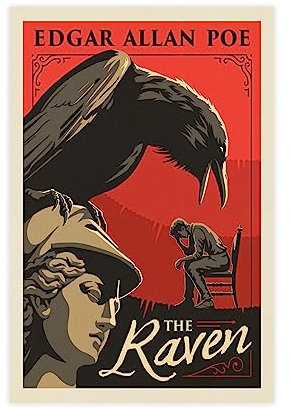 FISH DRAGATE The Raven Edgar Allan Poe Literary Classics Poster Leinwand Poster Wandkunst Dekor Druck Bild Gemälde für Wohnzimmer Schlafzimmer Dekoration Rahmen Stil 30 x 45 cm