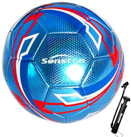 Senston Fussball mit Ball Pumpe, Fußball Größe 4, Training Fussbälle, Football für Beginner Jugend Erwachsene