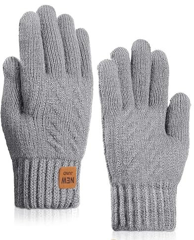 Yemlarey Winter Handschuhe Herren Damen Warme Touchscreen Strickhandschuhe mit Dicke Fleece Flauschige Fäustlinge fur männer Frauen (Grau, Herren)
