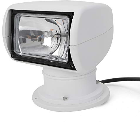 panfudongk Suchscheinwerfer Halogen Strahler Marine Boot Fernbedienungsscheinwerfer 100W | Yacht Küstenwache Angelboot | 360° Schwenkbarkeit | 2500LM