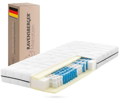 Ravensberger Matratzen Tonnentaschenfederkernmatratze Ortho-Spring - Härtegrad H3, mittelfest - 90 x 200 cm, Höhe 19 cm - 7-Zonen - Oeko-TEX® Standard 100 Zertifiziert