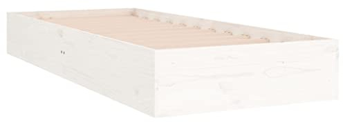 vidaXL Solid Wood Bed Frame Home Bedroom Furniture Decorative Wooden Platform Bed Base Frame Bedstead Mattress Foundation White 90x190 cm 3FT Single