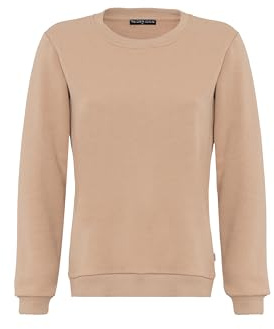 Redbridge Basic Sweatshirt Klassischer Pullover mit Rundhalsausschnitt Lässiger Stil Beige XS