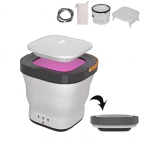 Juego de Lavadora y Secadora portátil con Secado de 4/6 Horas y UV, combinación de Lavadora y Secadora Camper con Rueda Ondulada 4D, Secado por Centrifugado para bebé, Ropa interio