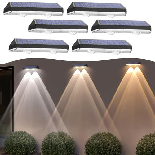 Liyade Solarlampen für Außen, 6 Stück Solar Wandleuchten aussen, 3 Modes Solarleuchten für Außen Garten, Dekorative Gartenlampen Zaun für Außen Beleuchtung Wand Hinterhof Veranda Deck Patio Geländer