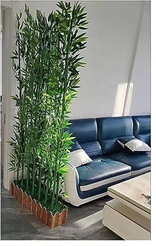 BOKNI Innen-Wohnzimmer-Balkon, künstlicher Bambus-Pflanzenschirm, bodenstehend, extra hohes Dekor, Landschaftsbau-Ornamente, Raumteiler und Trennwände, lebensechte Blätter und Stamm (Farbe: L 50 c