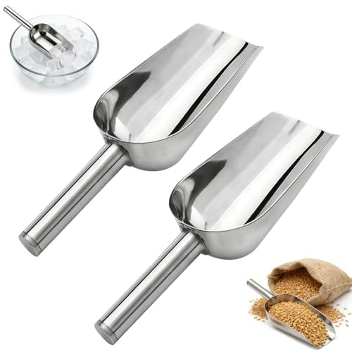 2 Piezas Pala de Acero Inoxidable, Espesar Pala Pequeña Metal | Pala Manual de Acero Inoxidable para Máquina de Hielo Multiusos para Dulces, Mascota, Perro, Comida, Cuchara