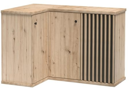 Wohnzimmer Eckkommode Kommode Sideboard Eiche mit schwarz