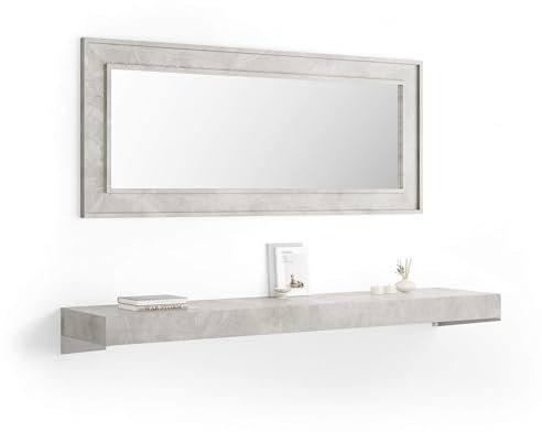 Mobili Fiver, Consolle Sospesa Evolution 180x40, Grigio Cemento, Nobilitato, Consolle moderna corridoio, Made in Italy