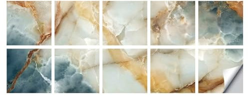 Fliesenaufkleber Marmor Korn Grün Hitzebeständig Wasserdicht Ölfest Abziehbar Fliesensticker, Für Küche Schrank, Möbel, Tisch Fliesendekor, Leicht Zu Reinigen,15 X 15 Cm, 10 Stück