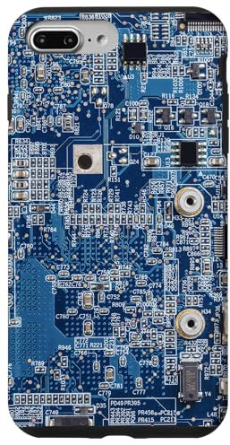 iPhone 7 Plus/8 Plus Motherboard Microchip Circuit IT Computer Background Blue Case
