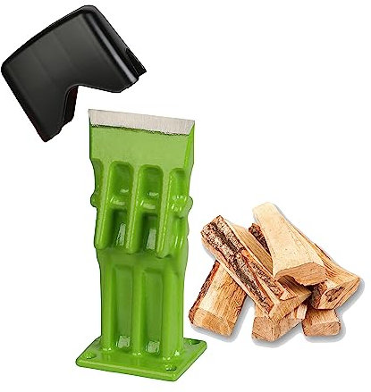 SPEED FORCE Wood Splitter Manual Kindling Splitter Portable Log Splitter, Wedge Point Head, No Axe! 3 Inch, Green with Safety Black Cover