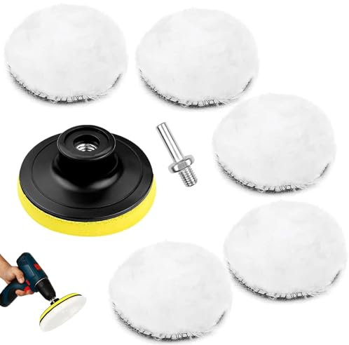 Tampon Polissage En Laine, Kit Polissage Voiture, 7Pcs 80 mm Pad Polissage Voiture, Disque Polissage En Laine, Kit Polissage Voiture Disque, Pad Polissage Voiture Auto, Avec M10 Adaptateur De Perceuse