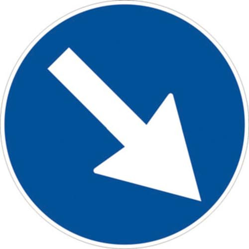 Segnale Cartello Segnaletica Stradale Rifrangente Insegna Divieto Supporto Preavviso Segnalatore Cartelli (SEGNALE 'DIREZIONE OBBLIGATORIA')