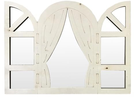 Finta finestra decorativa da parete per finestra, falso pannello per finestra in acrilico e legno ad, finestra decorativa multifunzionale con cornice in legno, con adesivo posteriore, p