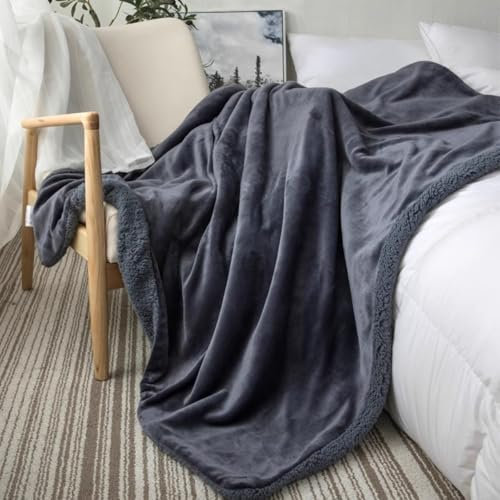 ILNCQLPM Super weiche Winterdecke übergroße waschbare Wurfdecke Moderne einfarbige Flanelldecke für Couch-Schlafsofa Licht