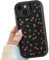 Potok Black Cute Cherry iPhone 14 Case - Slim Fit, Shockproof, Soft TPU, Red Cherry Pattern