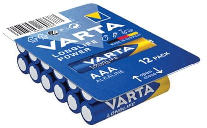 SOS - Lote de 12 pilas alcalinas AAA LR03 para accesorios y mantenimiento VARTA 4903301112