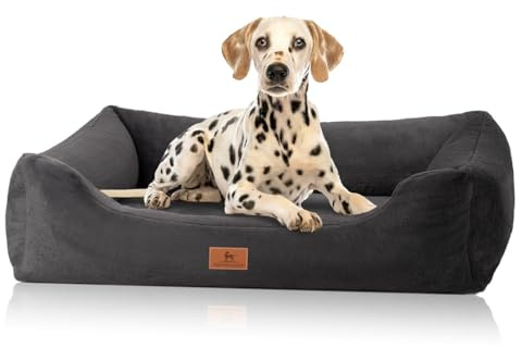 Knuffelwuff orthopädisches Hundebett aus kuschelig weichem Kaninchen Fellimitat Schnuffelupagus XL 105 x 75cm Schwarz | Abnehmbarer Bezug | waschbar | für große, mittelgroße und kleine Hunde