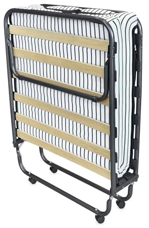 Duérmete Online - Cama Plegable con colchón de 80 x 190 cm, Plegatín con Colchón de Invitados, Estructura de Metal con 4 Ruedas, Práctica y Funcional