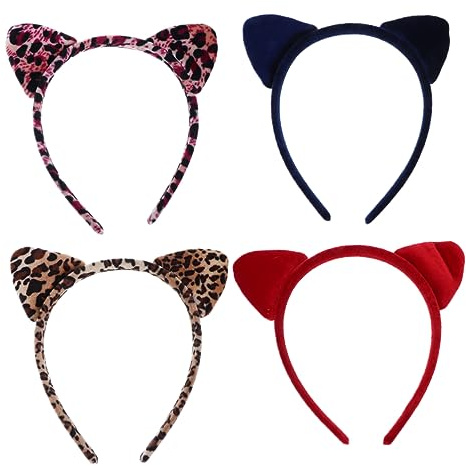 Katzenohren Haarschmuck mit Leopardenmuster, 4 Stück-pack Party Kopfschmuck