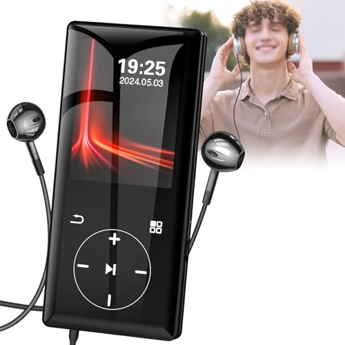 64GB MP3 Player with BT 5.0, HiFi Lossless Portable Music Player with 2.4 Screen, Built-in Speaker, 30H Playback, FM Radio/Recorder/E-Book, Expandable to 256GB(Black),32GB