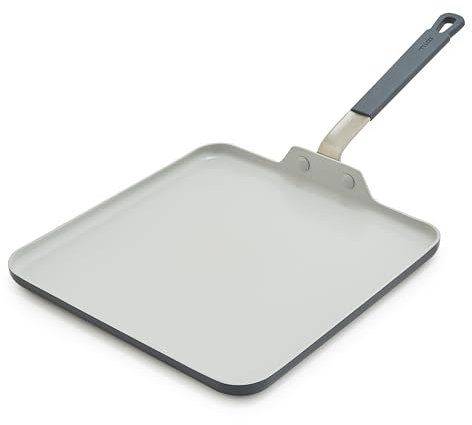 GreenPan x Bobby Flay 11” Nonstick Square Griddle Pan, PFAS-Free Diamond Ceramic,Stay-Cool Silicone Handle, Easy Clean Dishwasher & Oven Safe Skillet, Graphite