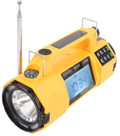 Gugxiom Notfallradio mit NOAA-Wetter, Tragbares SW/AM/FM-Überlebensradio mit Handkurbel und Schnell Aufladbarem Solarakku, Taschenlampe, Leselampe, SOS-Sirene für Zuhause und Draußen