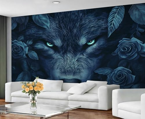 GIVLWF Wallpaper - Wolf Home Decor & Mural, Self Adhesive Wallpaper for Living Room, Animal Wolf Wall Mural, Animal Florals Bedroom Wall Paper, Peel and Stick
