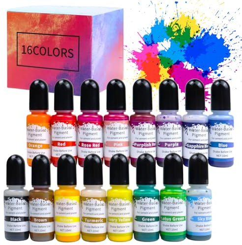 SENLINLIN 16 pigmenti per gesso 10ml pigmenti concentrati a base acqua per gesso cemento calce DIY progetti creativi pittura artigianale