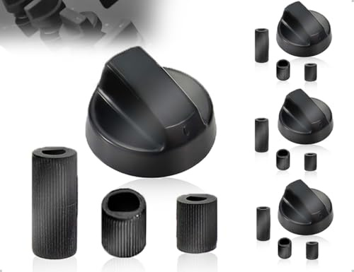 OHYANYAO 4 Stück Set Schaltknöpfe,Universal Drehknopf,Herd Schalter,mit 3 Adaptern Universal,für Herd,Kochfeld,Backöfen,Gasherd,Ofen(Schwarz)