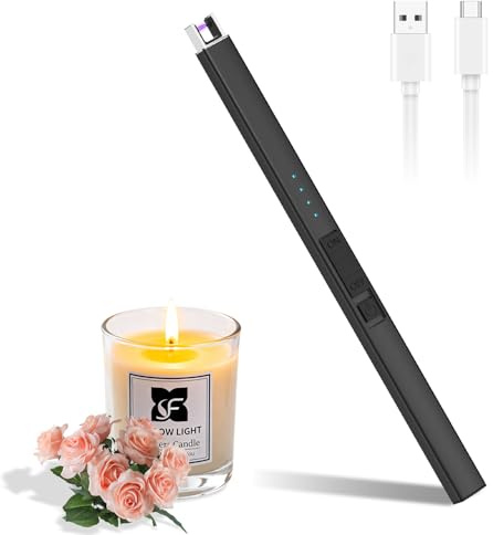 Electric Candle Lighte Rechargeable Lighters -Electric Lighter Candle Lighters for Candle USB Rechargeable Plasma Arc Lighter (Black)